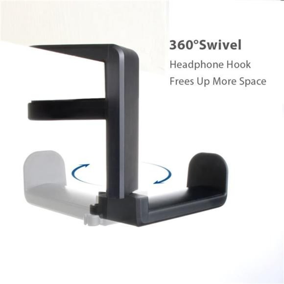 Headset Stand 2-Pack Under Desk Headphone Holder - Aluminum Alloy Hanger For Gaming Headsets & Accessories Desk Mount Headphone Holder Black